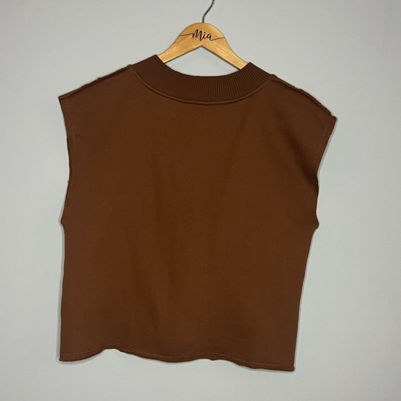 Zara Oversized Chocolate Brown Vest Sweatshirt Small - Picture 6 of 6